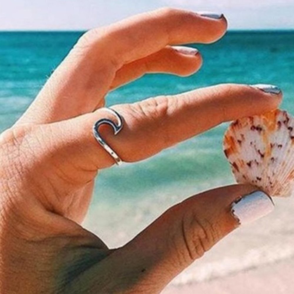Ocean Waves Ring by Golden Threads